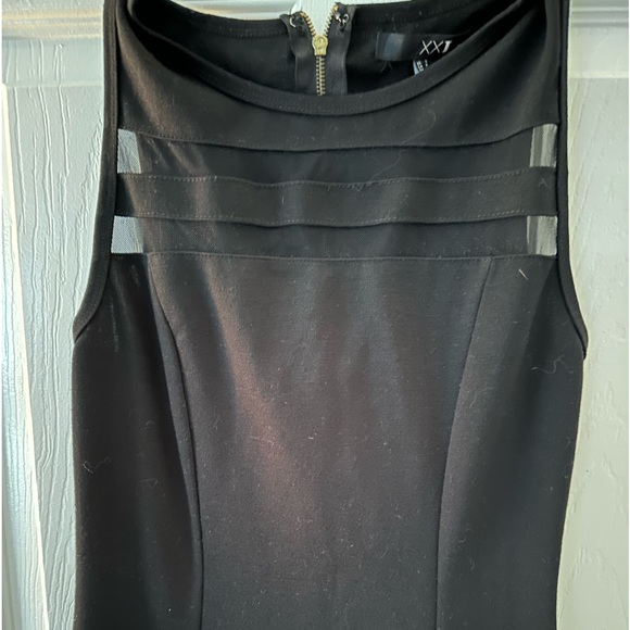 Black mini dress with mesh sheer striping junior sizing - Picture 5 of 8